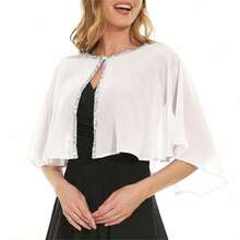 Soft Chiffon Sequin Shawls & Cape - Elegant For Evening, Wedding & Formal Events - trắng - Xem 2