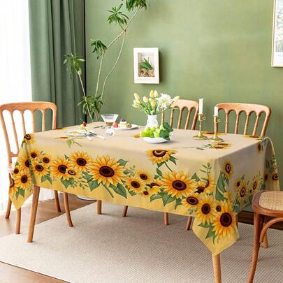 1pc/10pcs Plant & Floral Tablecloth, Waterproof & Stain-Resistant, Easy To Clean, Suitable For Dinner, Picnic, Dining Table, Party, Home Decor, Rectangular, Indoor & Outdoor Use, Available In Multiple Sizes, Great Gift For Holidays