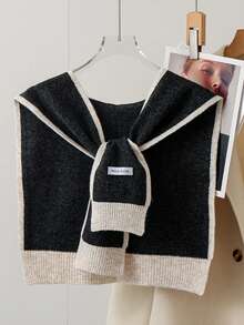 1pc Minimalist Style Wool Trim Shawl - Multicolor - View 2