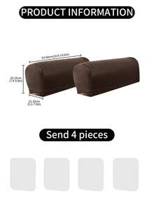 1 Pair PU Waterproof Sofa Armrest Covers (4 Pads Included), Classic Minimalist Design, Elastic Dust-Proof Sofa Armrest Protectors, Anti-Cat Scratch, Removable And Washable, Suitable For Living Room, Study, Bedroom Sofa Armrests, Brown, Wine Red, Light Gray - Multicolor - View 16