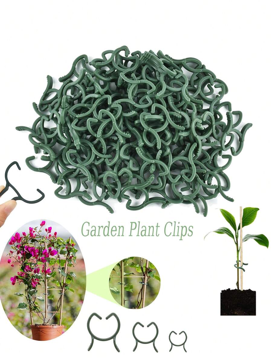 100/200Pcs Horticultural Clips Butterfly Clasp Plant Garden Fixing Clips 3 Sizes Planting Support Grippers Great For Flower Vine&Vegetable Lever Loop Clamp Holding Stems,Ties For Vines,Flowers&Vegetables,Garden Grid Holders For Secure Stem Clamping