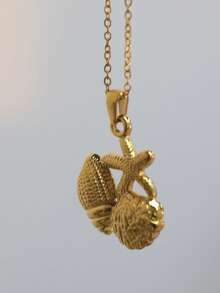 1件装不锈钢防水链度假风海洋系列吊坠项链金色海星贝壳项链女士日常佩戴 - Necklace - 查看 4