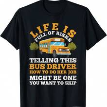 Camiseta divertida con diseño de conductor de autobús escolar - Negro-1 - Ver 1
