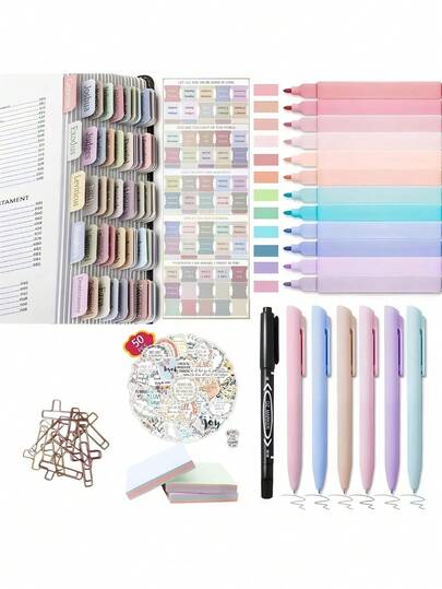 36PCS Bible Journaling Kit, Bible Study Supplies, No Bleed Bible Highlighters And Pens No Bleed, Bible Pens, Bible Journaling Kit For Gift, Bible Study Tools,Office Supplies.Back To School