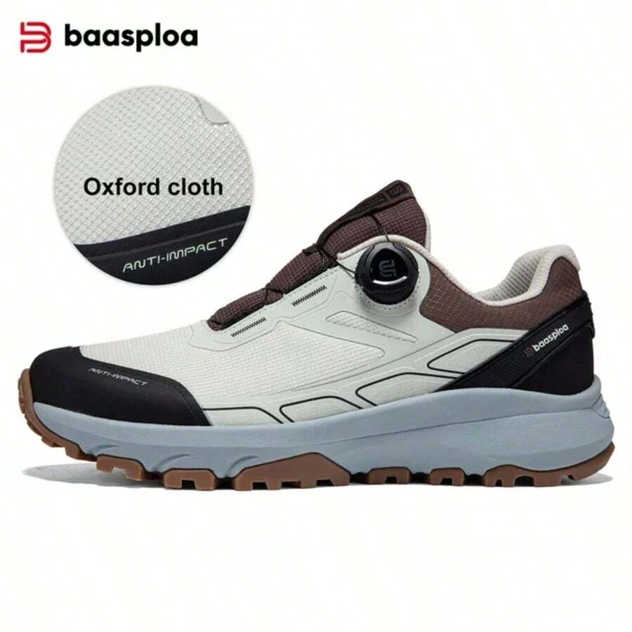 baasploa 1 Pair Of Men's Outdoor Hiking Boots With A Rotating Buckle, Lightweight And Non Slip. Choose The Mesh Breathable Version For Spring And Summer, And The Oxford Cloth Material Version For Autumn And Winter, Suitable For Camping And Hiking (Comfort Shoes Accompany Dad)