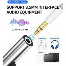 1个便携式双头适配器，Lightning转3.5mm AUX音频接口及充电转换器分线器，兼容 11/12/13/14/Mini/Pro Max/XS/XR/X/7/8/Air系列，即插即用 - 彩色 - 查看 4