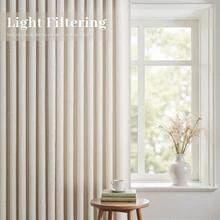 Pinch Pleated Linen Curtains 96 Inches Long 2 Panel Set (40\ W X 96\ L) For Living Room & Bedroom Window Natural Birch Light Filtering With Hooks,Rings & Back Tab,Neutral Boho Farmhouse Style - Natural - 查看 9
