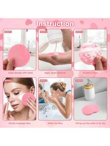 6 Vibrant Colors Compressed Facial Sponges - Professional Makeup Removal And Exfoliation Choice, Women's Round Cleansing Sponges, Suitable For Daily Face Washing - Multicolor - View 5
