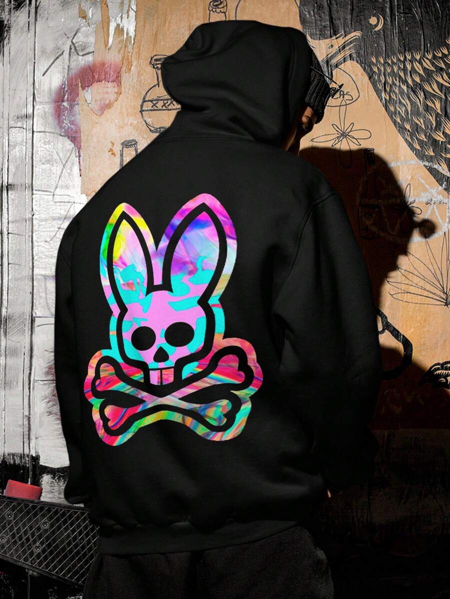 Oversized Rabbit Skull Urban Unisex DTF Ref-4553 Sweatshirt - màu đen - Xem 1