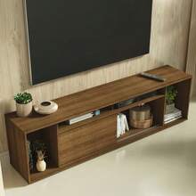 Madesa TV Stand Rack 5 Spaces Up To 80 Brown 2 - Brown - View 4