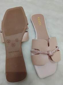 Women's Flat Sandal With Glitter And Knot Detail - Beautiful, Comfortable And Stylish - With Non-Slip Sole, Sizes 34 To 39. - 焦糖結 - 查看 3