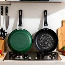 Thick Non-Stick Frying Pan, Smokeless Flat Bottom Pan, Suitable For Home Use, Electric & Gas Stove - Green - View 3