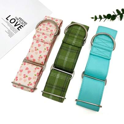 Collar para perros galgos, collar ancho a prueba de fugas para galgos y podencos, collar martingala resistente y sin tirones con anillo para correa para pasear