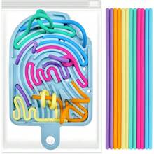 Silicone Sensory Activity Board, Double-Sided Pressure Relief Toy Suitable For Anxiety, Stress, ADHD, Autism And Soothing, Noise-Free And Mess-Free, Comes With Portable Travel Bag And 12 Pull Strings, Suitable For Children 3+ And Adults, Slight Color Variation - Haiyan Blue - View 2