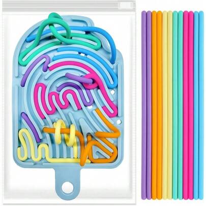 Silicone Sensory Activity Board, Double-Sided Pressure Relief Toy Suitable For Anxiety, Stress, ADHD, Autism And Soothing, Noise-Free And Mess-Free, Comes With Portable Travel Bag And 12 Pull Strings, Suitable For Children 3+ And Adults, Slight Color Variation