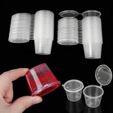 20/50pcs Kitchen Storage Containers With Lids, Small Soy Sauce Jars, Transparent Plastic Condiment Cups 0.85oz - Multicolor - View 2