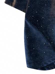 Camiseta de manga corta de verano para hombre con estampado de cielo estrellado teñido anudado - Azul Marino - Ver 4