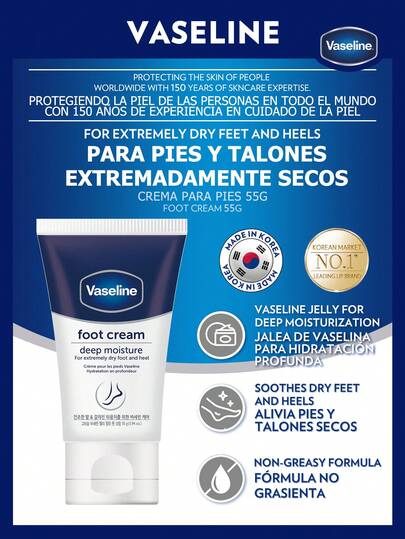 Vaseline [55g] | Bendición de Ramadán | Resplandor radiante después de Eid | Crema hidratante profunda para los pies | Reparación intensiva para talones agrietados y pies secos | Contiene urea e ingredientes hidratantes | Mascarilla nocturna para los pies | No grasosa y refrescante | Urea, refrescante y calmante | SPA para los pies | Cuidado de callosidades | Tamaño de viaje | Hecho en Corea