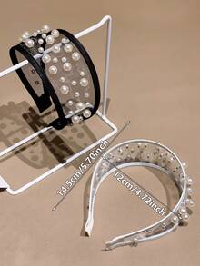 1件装女士时尚高端仿珍珠铆钉网布宽檐发带，适合日常休闲搭配，遮盖白发，可用于洗脸、高髻、分叉发型等，可作为女友礼物，时尚日常佩戴，居家护肤，四季皆宜，适合户外佩戴，情人节礼物，狂欢节发箍。 - 彩色 - 查看 5