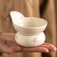 Beige Glaze Orchid Tea Strainer, Chinese Tea Set Accessory, Kung Fu Tea Filter, Ceramic Tea Infuser - Multicolor - View 7