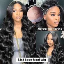 bling hair 36 Inch Body Wave Lace Front Wigs Human Hair 200% Density 13x4 13x6 HD Lace Front Wigs Human Hair Pre Plucked With Baby Hair Human Hair Wig Brazilian Virgin 4x4 Lace Front Wigs For Women Natural Black Color - Natural Black - Xem 2