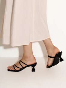 NobleVue 2025夏季新款低跟两用凉鞋，女士中跟高跟性感时尚大码罗马拖鞋，猫跟鞋 - 黑色 - 查看 4