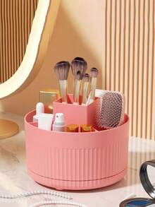 1pc Rhinestone Rotating 360° Storage Box, Large Capacity, Multicolor Rhinestone Encrusted Surface, Luxurious Sparkling Style, Hexagonal Pillar Shape, Neat Edges, Makeup Tool Container, Suitable For Bedroom Vanity, Dressing Room Desk, Etc.,Room Decor - Multicolor - View 10