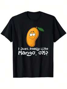 Camiseta gráfica de mango para hombre - "Me encanta el mango, ¿vale?" - Algodón de 180 g - Negro - Diseño de naranja - Ideal para uso diario y eventos temáticos - Tallas S-XXX - Negro 29 - Ver 1