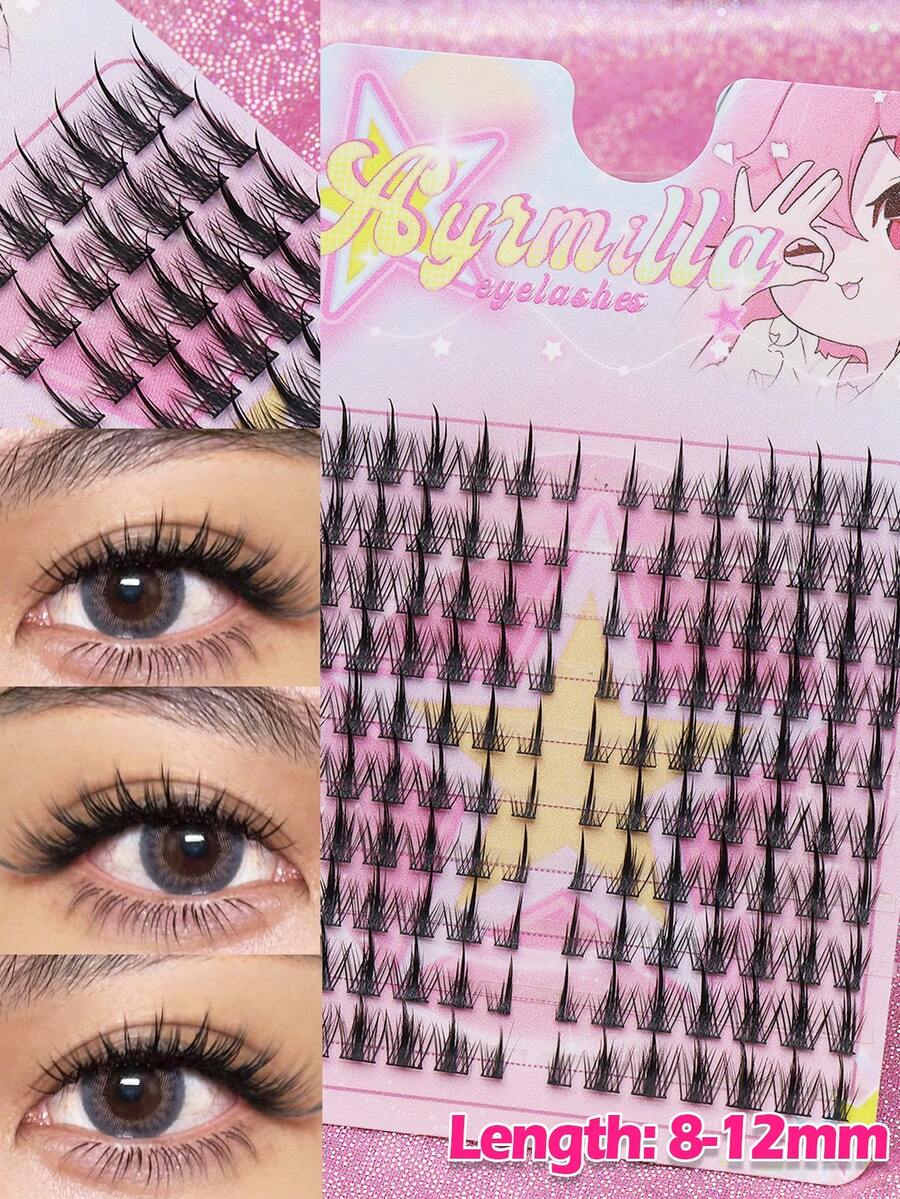 80 Clusters Of Brown Fox Style Diagonal Flying Long Tail Design, Falling Tail Manga Eyelashes, Fake Eyelashes, Fox Friends, Thick Roll Fishing Style Party, Daily Cosplay, Wholesale Fashionmakeup Tools - C - 查看 1