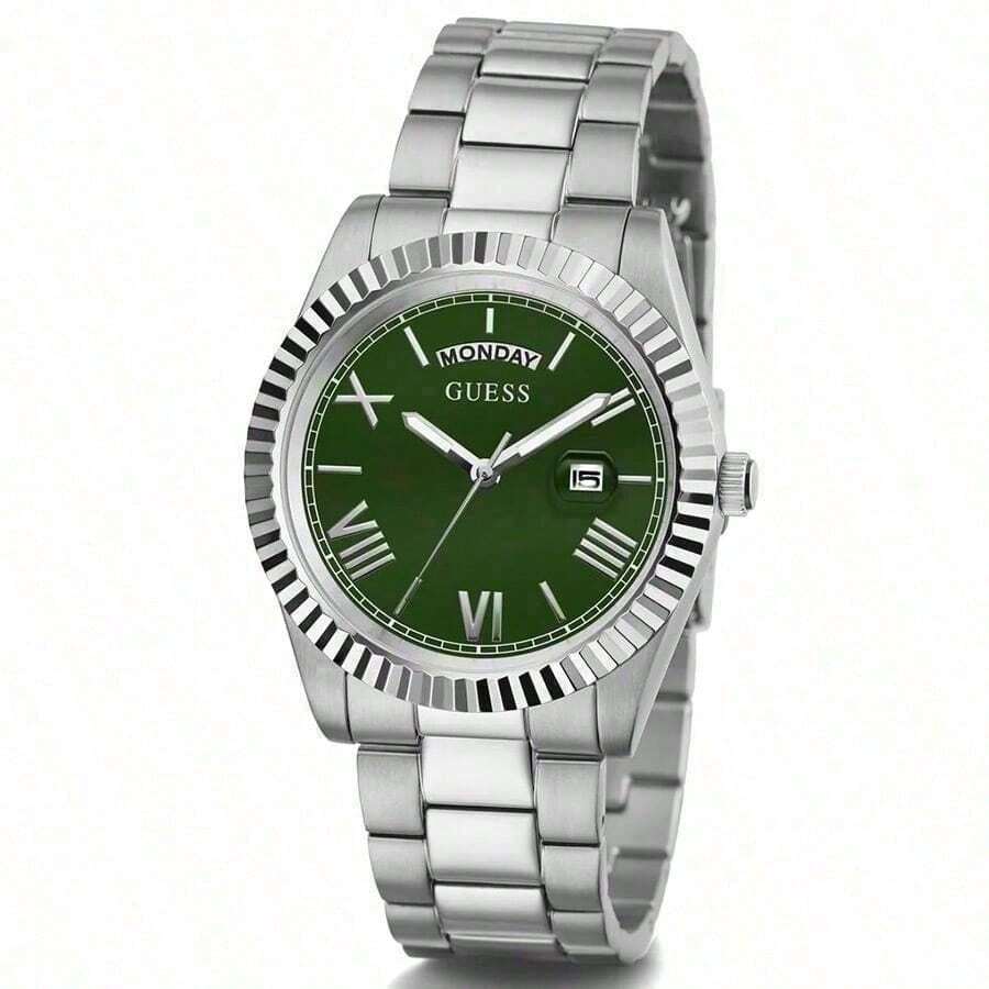 Guess 男士石英表，石英机芯，不锈钢表带和表壳，防水设计，适合日常佩戴及其他场合，男士腕表礼品 - 綠色 - 查看 1