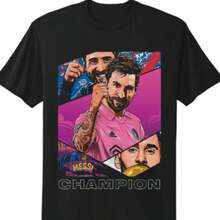 Lionels Messis, #10 Miami, Argentina World Cup Champions Graphic T-Shirt - 黑色 - 查看 1