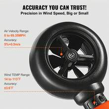 Handheld Anemometer, 14℉-113℉, Digital Wind Speed Meter Gauge With LED Backlight Screen, Measures Wind Velocity Wind Temperature Air Flow Wind Chill, For Sailing Surfing Drone Flying HVAC - Orange - View 2