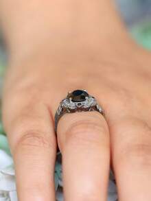 1 Piece Of Retro Fashion Classic Inlaid Black Diamond Ring, Versatile And Personalized, Suitable For Wearing On Any Occasion, Can Be Given As A Gift To Friends Or Lovers - Black Ring - View 3