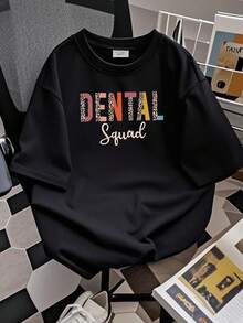 Women T-Shirt Print Dental Squad Shirt, Dental Office Shirt, Dentist T-Shirt, Dentist T-Shirt, Dental Student, Dental Assistant, Dental Hygienist Gift - 黑色 - 查看 2