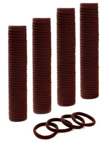 100/50/10条装女士基础款高弹力马尾发带，韩版深棕色发带，升级高弹力，时尚多功能，高端优雅气质，简约发带 - 彩色 - 查看 1