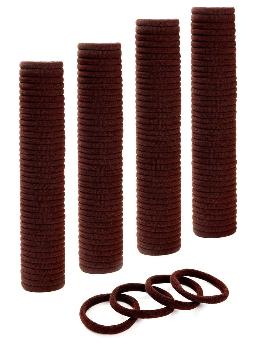 100/50/10条装女士基础款高弹力马尾发带，韩版深棕色发带，升级高弹力，时尚多功能，高端优雅气质，简约发带 - 彩色 - 查看 1