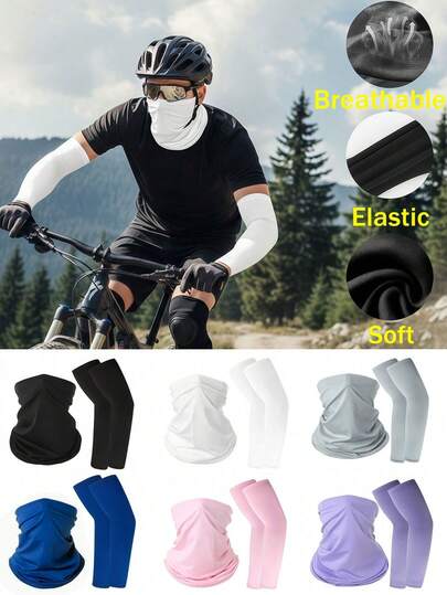 1 Set Of 6 Colors Breathable Elastic Face , Neck Gaiter, Arm Sleeves, Versatile Outdoor Sports Headband, Moisture Wicking, UV Protection, Suitable For Running, Hiking, Skiing, Cycling, Motorcycle, Mountain Biking - Holiday Gift For Men And Women