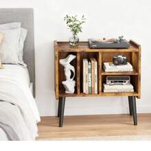 Soporte para Tocadiscos, Soporte para hasta 200 álbumes, gabinete de Vinilo clásico con estantes extraíbles, Mesa de Reproductor de Discos con Altura Ajustable para Sala de Estar, recámara - Granate - Ver 9