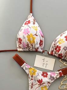 Bộ bikini hai mảnh in hoa dành cho nữ, thích hợp cho kỳ nghỉ hè ở bãi biển. - Nhiều màu - Xem 5