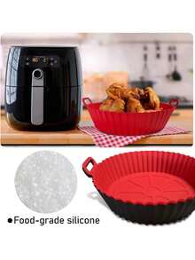 1pc Air Fryer Silicone Baking Mat, Round Baking Tray, Household Air Fryer Silicone Pad - Multicolor - View 5