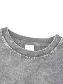 Vintage Distressed Washed Gray Black Short-Sleeved T-Shirt Loose Fit, Essential, And Versatile Streetwear Top DG004 - 淺灰色 - 查看 2
