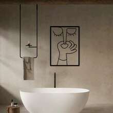 Hello Young 1pc Interesting Nose Clip Metal Wall Art, Elegant Minimalist Bathroom Line Art, Humorous Toilet Decor, Guest Bathroom Decoration, Metal Line Art Wall Hanging, Art Craft, Home Decor, Room Decor, Wall Decor - Multicolor - View 8