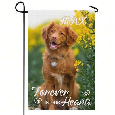 Banderas de jardín conmemorativas para mascotas personalizadas con foto y nombre, personalizadas en recuerdo cariñoso de perro, gato, banderas para el hogar para tumbas de mascotas, decoración exterior de bienvenida de doble cara