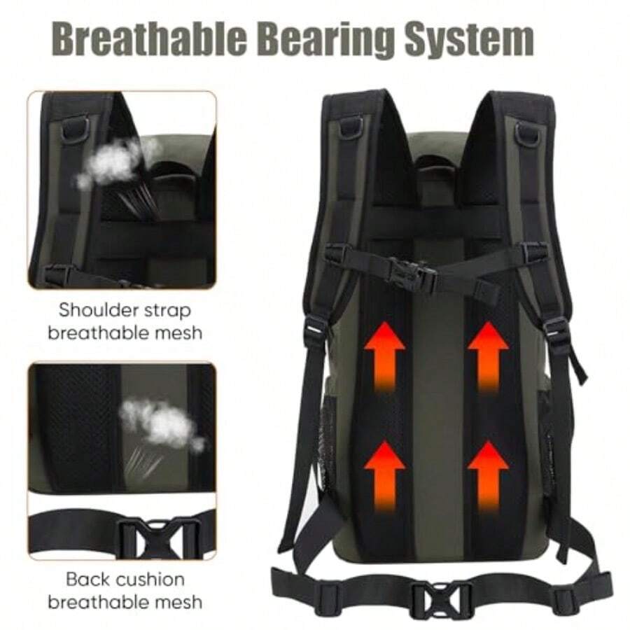 Mochila ligera de senderismo 30L impermeable para deportes aire libre mochila de viaje para ciclismo esquí - Verde militar - Ver 1