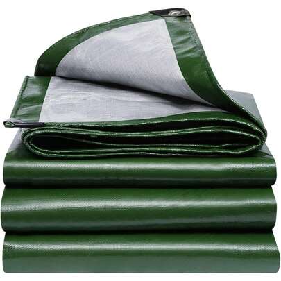 Thick Waterproof Sunscreen Plastic Tarpaulin With Metal Rings And Reinforced Edges, Suitable For Outdoor Patio, Swimming Pool, Boat, Roof, Camping, Boat, Car And Garage, Multiple Sizes Available