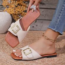 2026新款露趾平底凉鞋，欧美风格 - 白色 - 查看 6