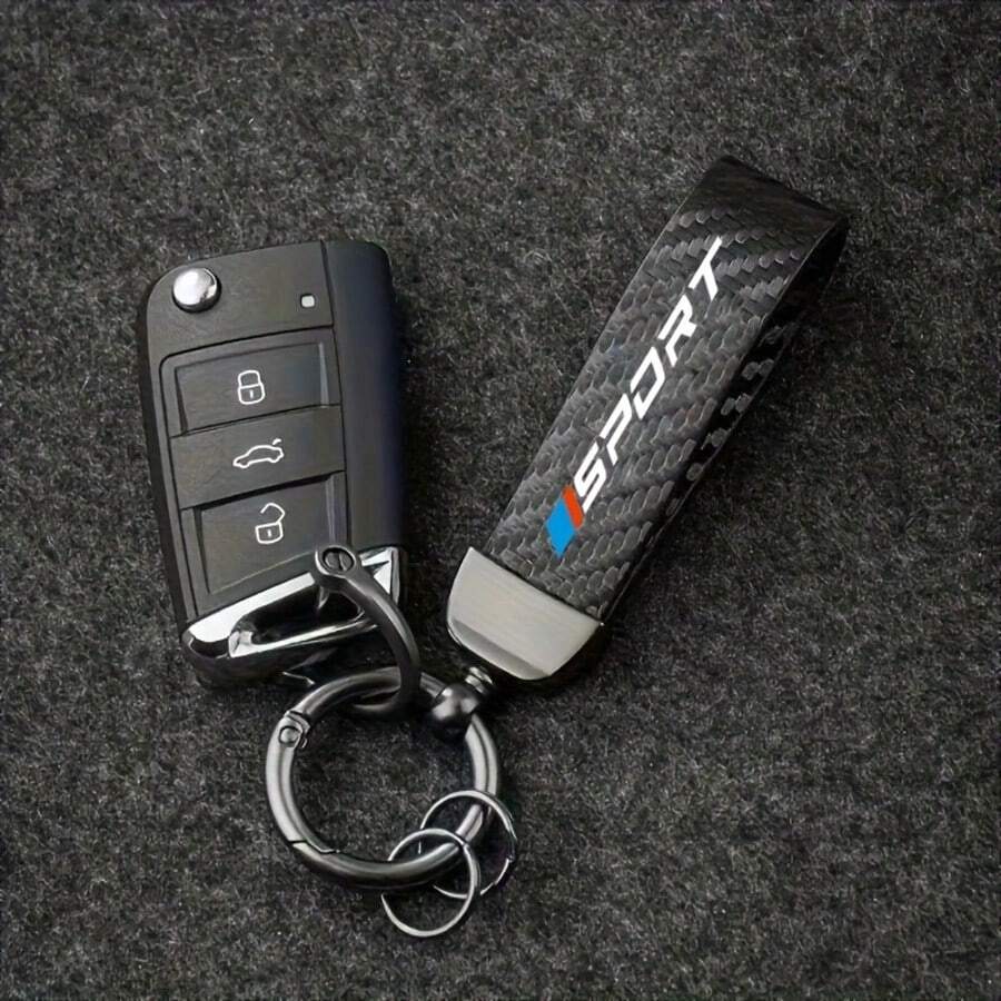 1个碳纤维纹理汽车钥匙扣，适用于宝马1系、3系、5系、7系、2系、4系、6系、X系、X1、X3、X5、X6、X4，时尚汽车钥匙扣