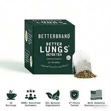 Betterbrand Herbal Lung Detox Tea Bags - Mullein Leaf, Ginseng, Elderberry, Ginger & Thyme For Lung Cleanse & Mucus Detox - 15 Tea Bags For Healthy Natural Respiratory Relief - 1 包 - 查看 9