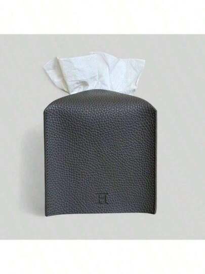 Cube Tissue Box Cover Holder Square PU Leather Tissue Holder Tissue Case Dispenser Bathroom, Tabletop, Vanity, Office White
