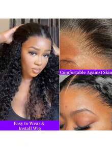 ZHENDEFA 360°水波纹蕾丝前假发,真人发卷发假发,隐藏式绑带;360°高清透明蕾丝真人发假发,预先拔毛,带抽绳;200%密度,无胶假发,女士真人发假发 - SNatural - 查看 6